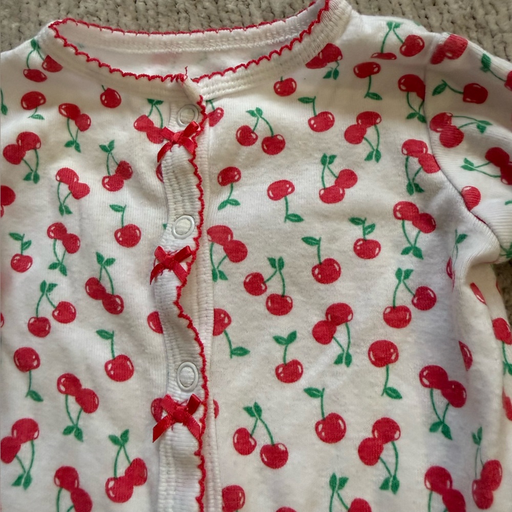 Carter’s Cherry Print Footed Pajama Sleeper 6 Months Red White